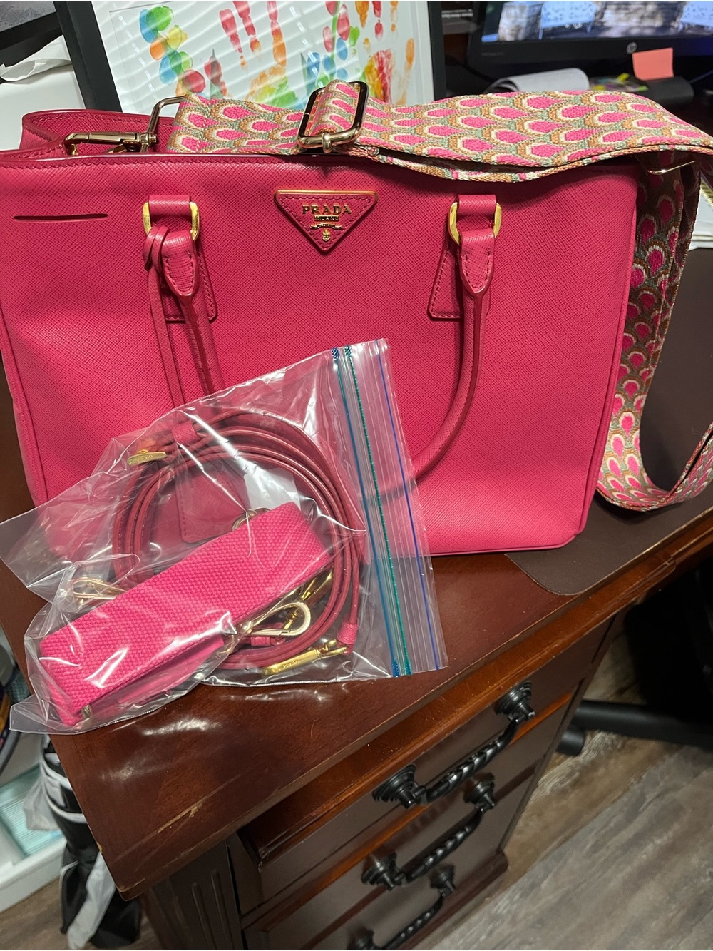 Prada Pink Saffiano Leather Tote w/ Shoulder Strap - Authentic!
